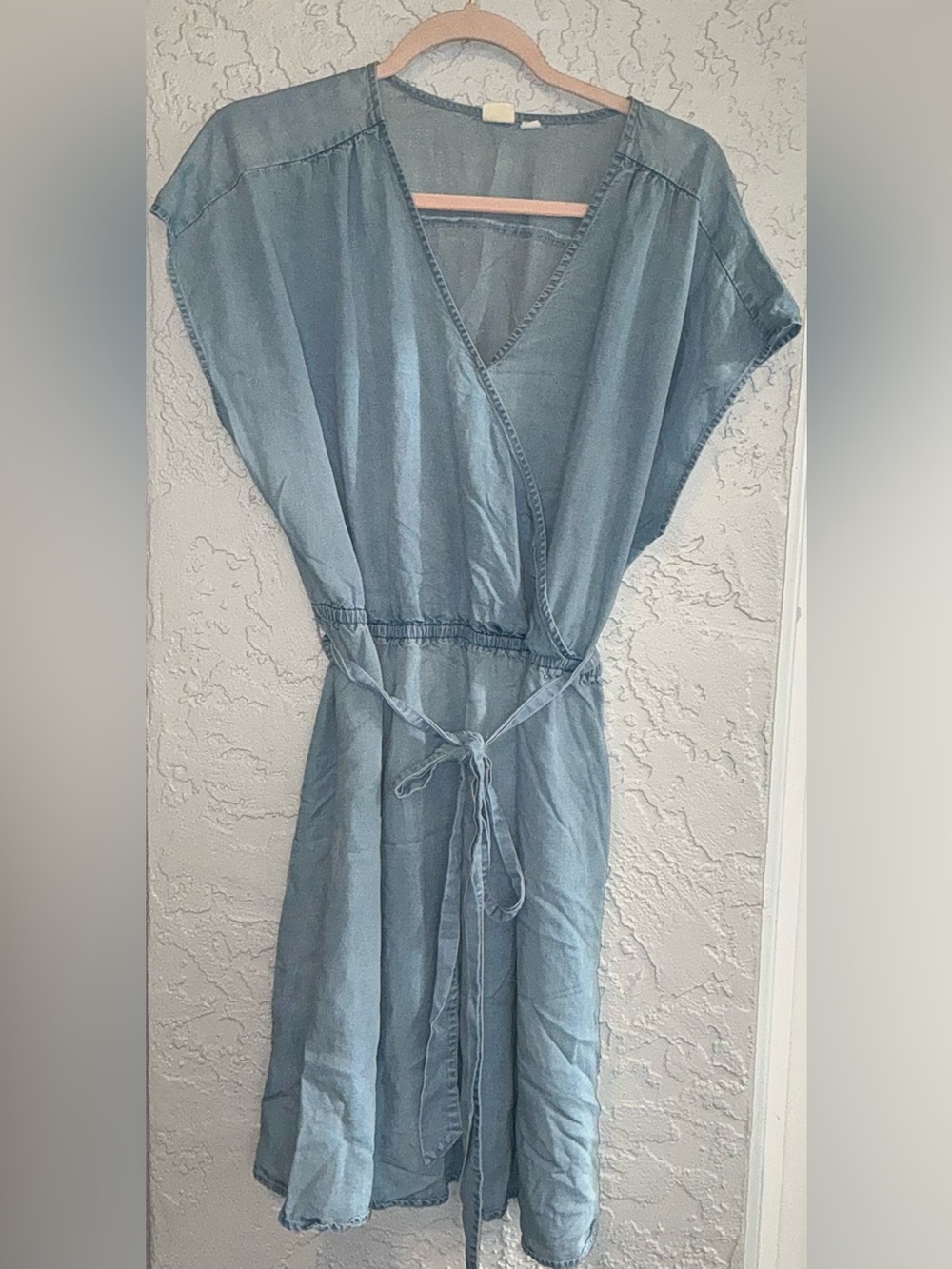 Gap Light Wash Denim Wrap Dress with Tie Waist